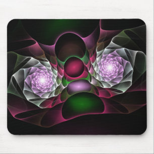 Pink Purple Black Bubbles and Eyes Fractal Art Mouse Pad