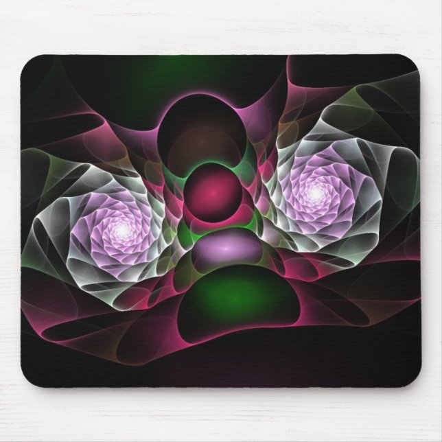 Pink Purple Black Bubbles and Eyes Fractal Art Mouse Pad (Front)