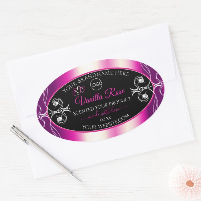 Pink Purple Black Product Labels Diamonds and Logo (Envelope)