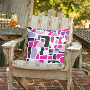 Pink Purple Black soft colour blocks  Outdoor Pillow