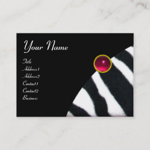 PINK,PURPLE BLACK WHITE ZEBRA FUR MONOGRAM fuchsia Business Card