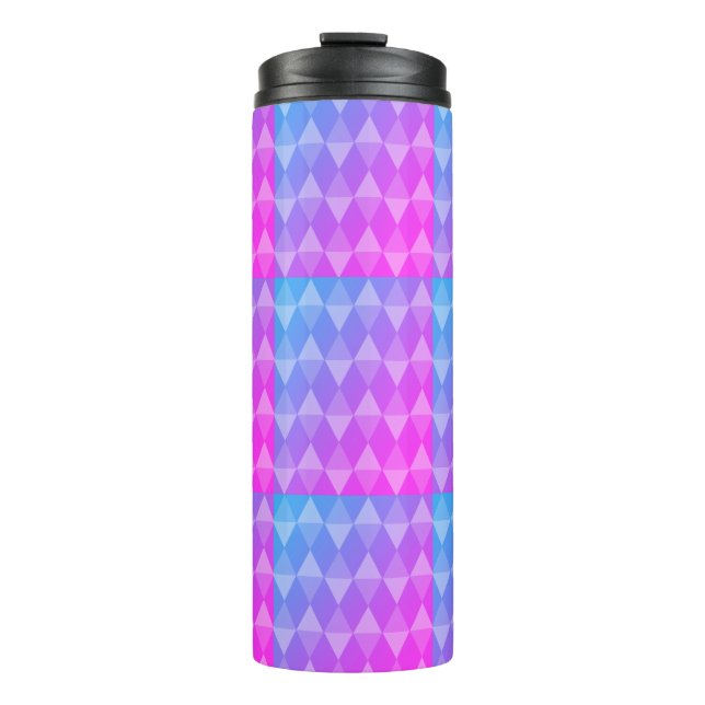 Pink, Purple, Blue Diamond Pattern Thermal Tumbler (Front)
