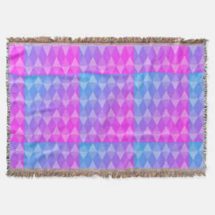 Pink, Purple, Blue Diamond Pattern Throw Blanket