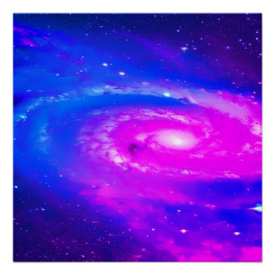 Pink purple blue galaxy stars sky universe ai art poster