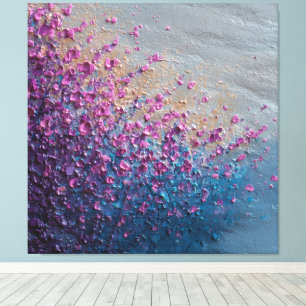 Pink Purple Blue Gold Textured Abstract Wall Art