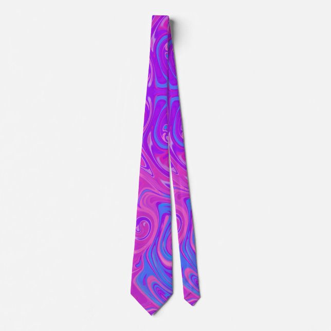 Pink Purple Blue Marble Paint Swirl Artist Fun Tie (Front)