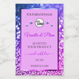 Pink Purple Blue Ombre Glitter Logo Product Labels