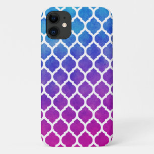 Pink Purple Blue Ombre Moroccan Lattice iPhone 11 Case