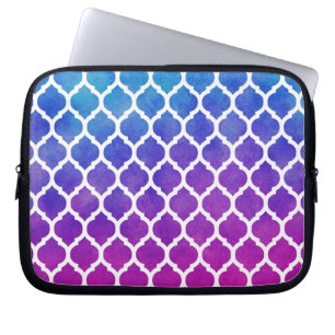 Pink Purple Blue Ombre Moroccan Lattice Laptop Sleeve