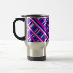 Pink Purple Blue Plaid Diagonal Travel Mug