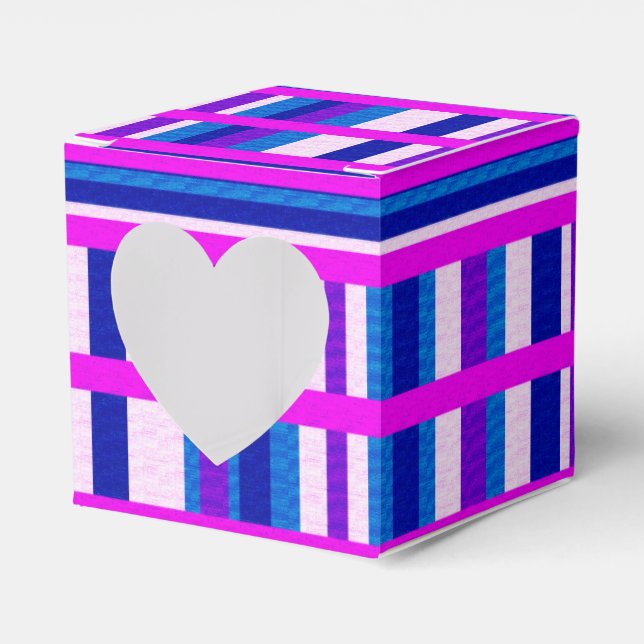 Pink Purple Blue Plaid Favor Box (Front Side)