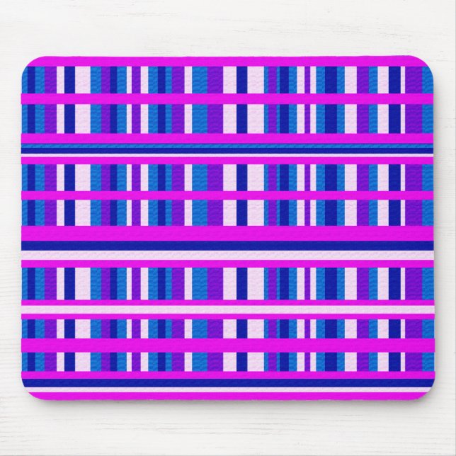 Pink Purple Blue Plaid Mouse Pad (Front)