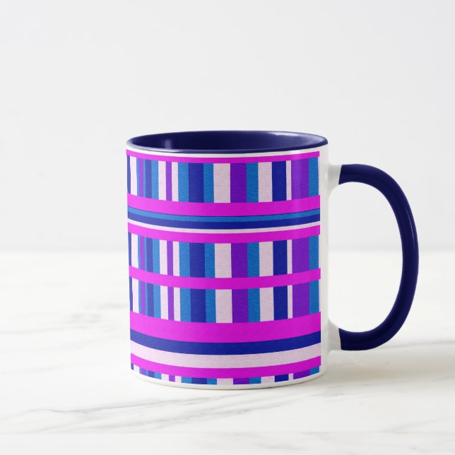 Pink Purple Blue Plaid Mug (Right)