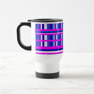 Pink Purple Blue Plaid Travel Mug