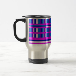 Pink Purple Blue Plaid Travel Mug