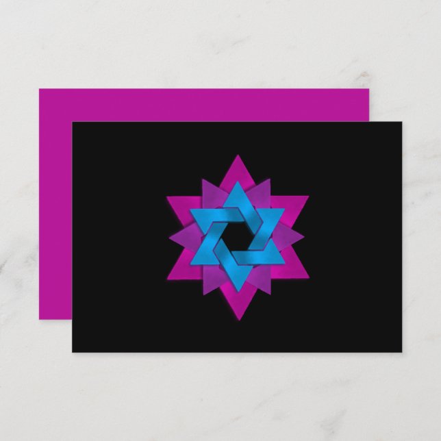Pink Purple Blue Star Flower RSVP Card (Front/Back)