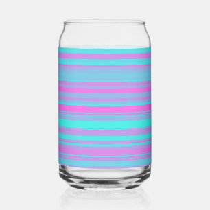Pink Purple Blue Stripes Pattern Can Glass