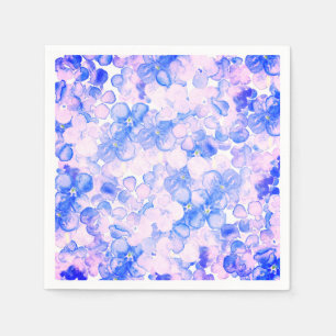 Pink purple blue watercolor hand painted floral napkin