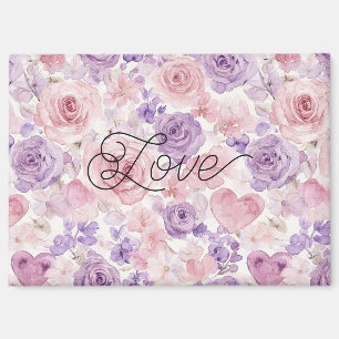 Pink Purple Blush Flowers Hearts Bridal Shower Magnet