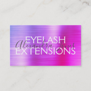 Pink Purple Brushed Metal Eyelash Extensions Business Card