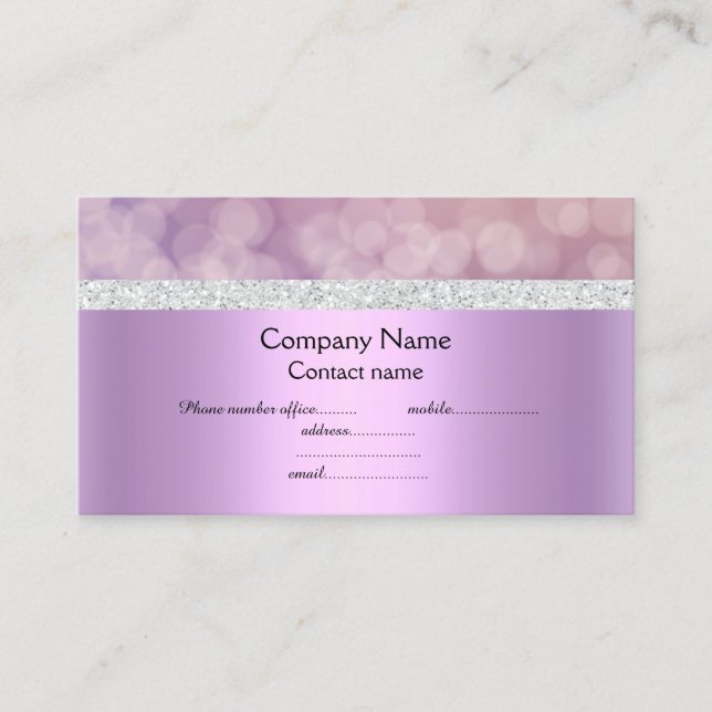 Pink purple bubbles elegant semi gloss business card (Front)