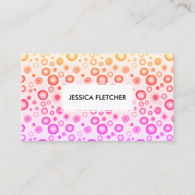 Pink Purple Bubbles Minimalist Cool Circle Pattern Business Card (Front)