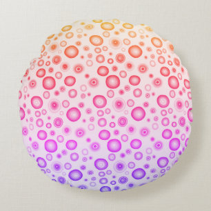 Pink Purple Bubbles Modern Circles Pattern Round Pillow