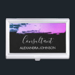 Pink Purple Business Foil Brush Stroke Business Card Holder<br><div class="desc">Pink, Purple and Black Ombre Foil Brush Stroke Trendy Consultant Minimalist Business Card Holder with white hand lettered elegant typography for the monogram. The Foil Brush Stroke Business Card Holder can be customized for any profession. If the profession or name text does not fit your needs, please contact the designer....</div>