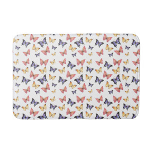 Pink Purple Butterflies Bath Mat