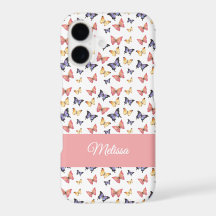 Pink Purple Butterflies Custom Name