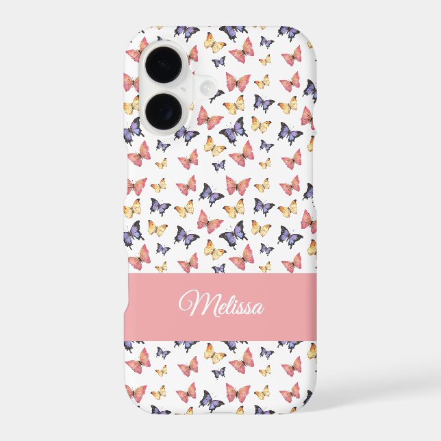 Pink Purple Butterflies Custom Name (Back)