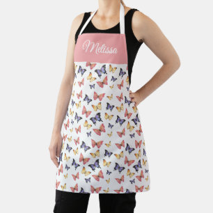 Pink Purple Butterflies Name  Apron