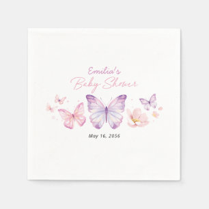 Pink Purple Butterfly Baby Shower Personalized Napkin