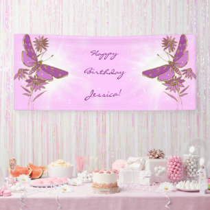 Pink Purple Butterfly Banner