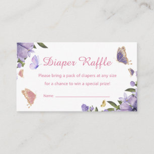 pink purple butterfly diaper raffle baby shower enclosure card