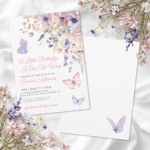 Pink Purple Butterfly Floral Baby Shower Invitation