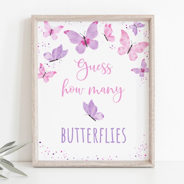 Pink Purple Butterfly Guess How Many Game Poster (Creator Uploaded)
