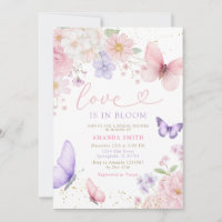 Pink Purple Butterfly Love In Bloom Bridal Shower