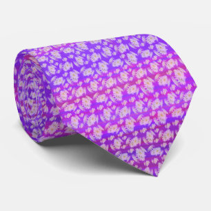 Pink Purple Cacti Flower Plaid, Neck Tie