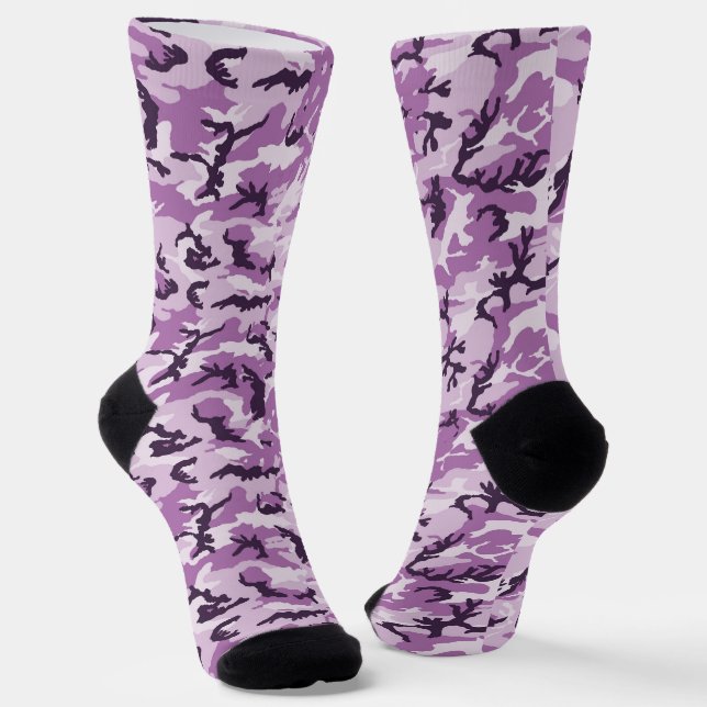 Pink / Purple Camouflage Pattern Socks (Angled)