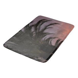 Pink Purple Caribbean Sunset Palm Tree 1 Bath Mat