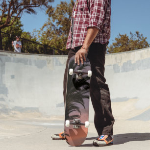 Pink Purple Caribbean Sunset Palm Tree 1 Skateboard