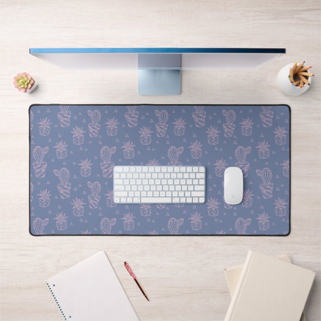 Pink & Purple Cartoon Cactus Pattern Desk Mat (Office 1)