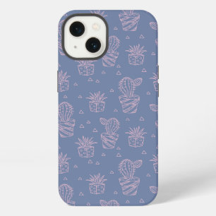 Pink & Purple Cartoon Cactus Pattern iPhone 13 Case
