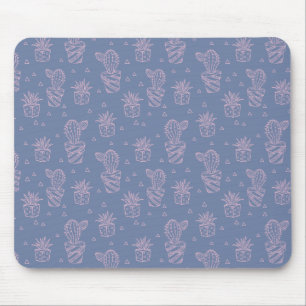 Pink & Purple Cartoon Cactus Pattern Mouse Pad