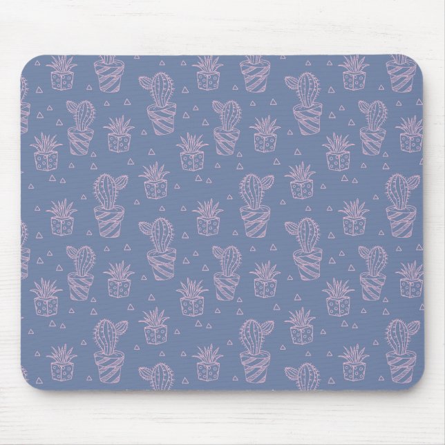 Pink & Purple Cartoon Cactus Pattern Mouse Pad (Front)