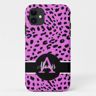 Pink/Purple Cheetah Print Monogrammed iPhone Case