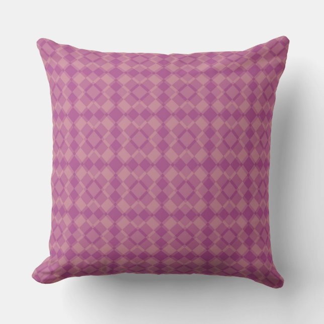 Pink Purple Chequered Argyle Pattern Throw Pillow (Front)