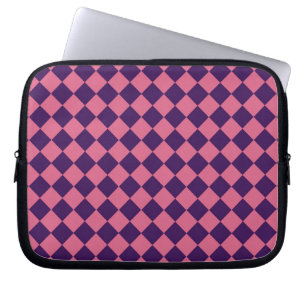 Pink Purple Chequered Diamond Pattern Laptop Sleeve