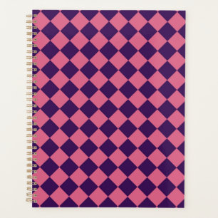 Pink Purple Chequered Diamond Pattern Planner